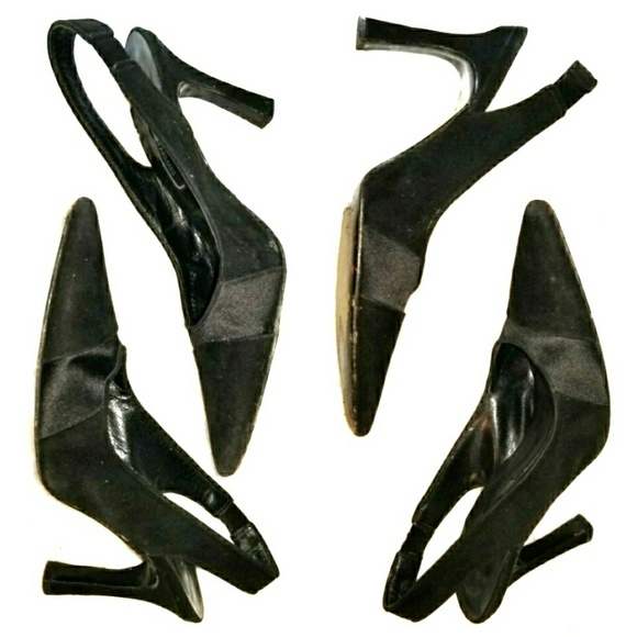 Giorgio Armani Black Suede Sling Back Pointed Toe - Picture 4 of 7